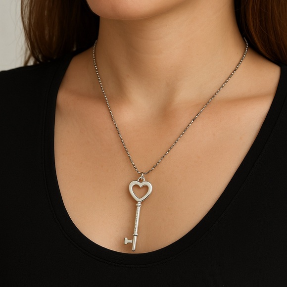 Tiffany & Co Heart Key Pendant Necklace - Picture 2 of 9
